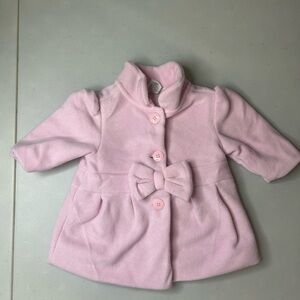Starting Out Baby Girl Soft Pink Bow Polka Dot Lined Pea Coat‎ Sz 3 Months